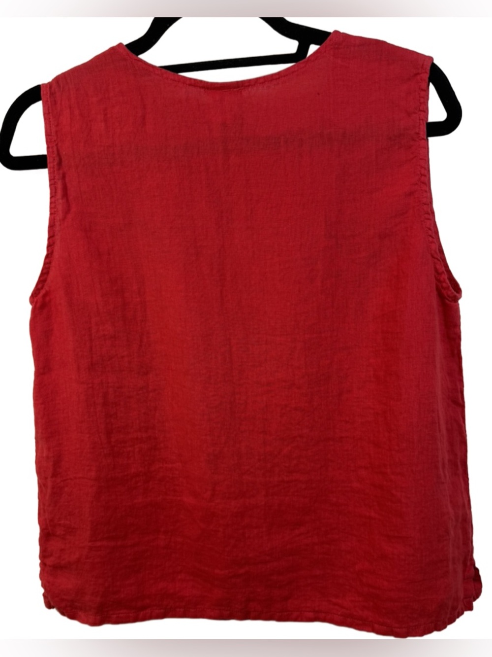 Match Point Red V-Neck Linen Tank Top - Picture 2 of 5